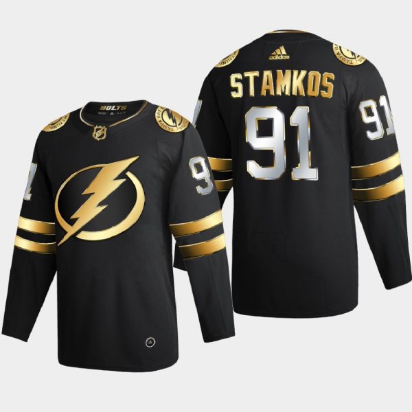 Elegant Tampa Bay Lightning #91 Steve Stamkos Men's Adidas Black Golden Edition Limited Stitched NHL Jersey for a thrilling hockey event
