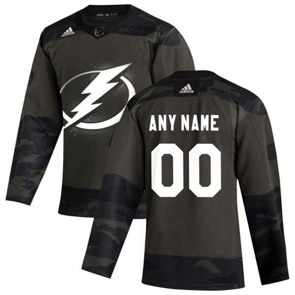 Superb Tampa Bay Lightning Adidas 2019 Veterans Day Authentic Custom Practice NHL Jersey Camo to shine at the arena