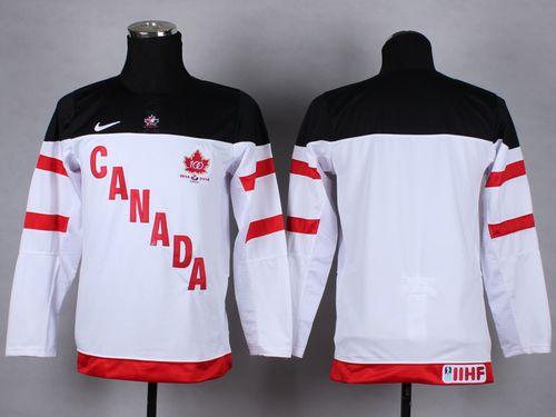 Exquisite Team Canada Blank White 100th Anniversary Stitched Youth NHL Jersey to exhibit your team allegiance