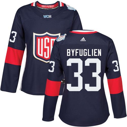 Captivating Team USA #33 Dustin Byfuglien Navy Blue 2016 World Cup Women's Stitched NHL Jersey to back your beloved Sabres athletes