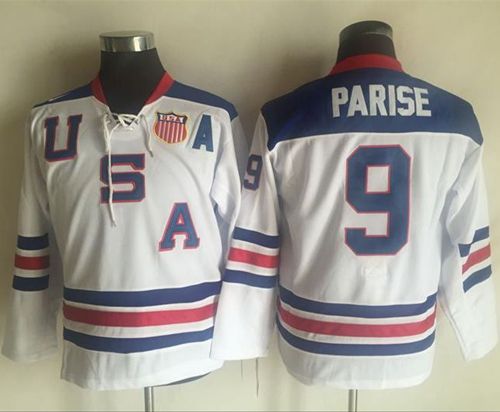 Deluxe Team USA #9 Zach Parise White 1960 Throwback Stitched Youth NHL Jersey for premium game day attire