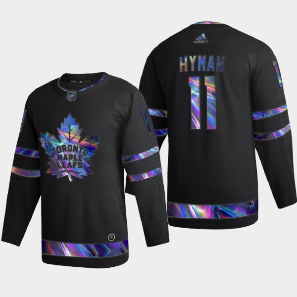Exquisite Toronto Maple Leafs #11 Zach Hyman Men's Nike Iridescent Holographic Collection NHL Jersey Black for genuine hockey aficionados