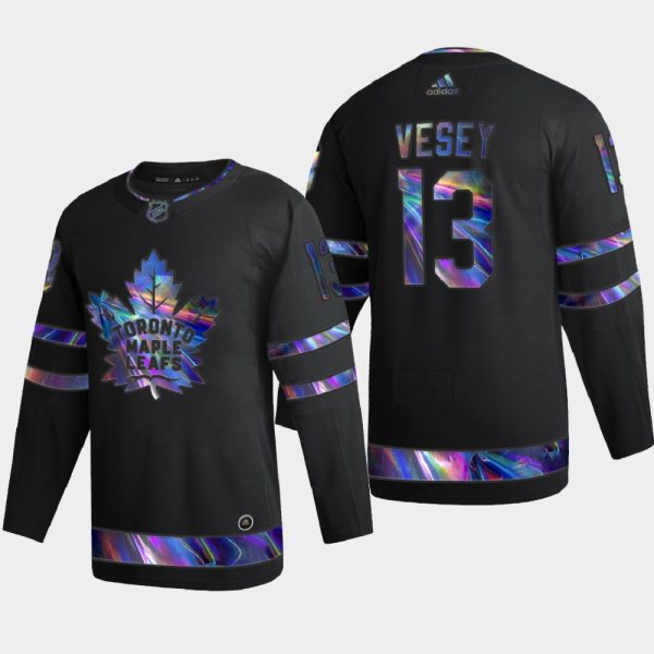 Exquisite Toronto Maple Leafs #13 Jimmy Vesey Men's Nike Iridescent Holographic Collection NHL Jersey Black to shine at the arena