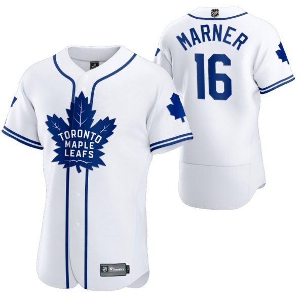 Stunning Toronto Maple Leafs #16 Mitchell Marner Men's 2020 NHL x MLB Crossover Edition Baseball Jersey White to augment your hockey keepsake collection