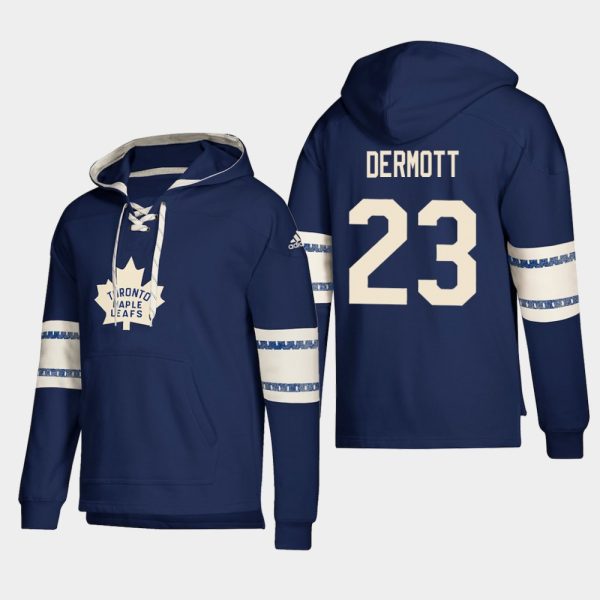 Deluxe Toronto Maple Leafs #23 Travis Dermott Blue adidas Lace Up Pullover Hoodie to exhibit your team allegiance