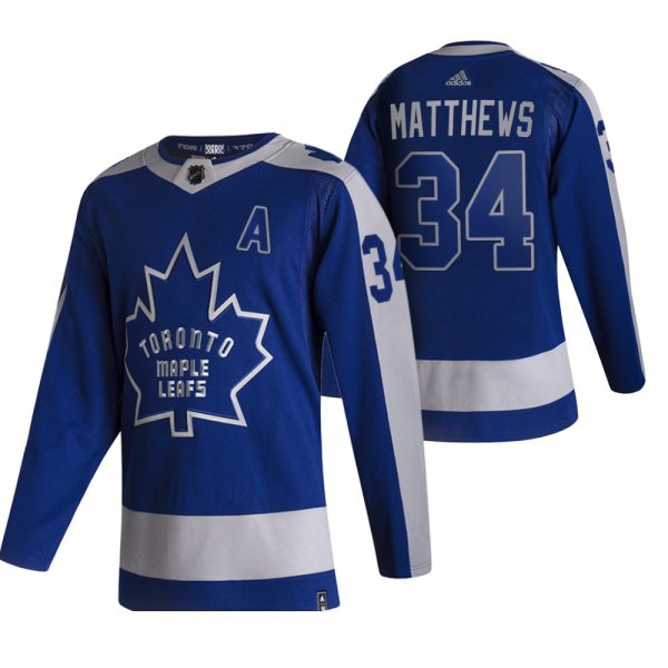 Captivating Toronto Maple Leafs #34 Auston Matthews Blue Men's Adidas 2020 21 Reverse Retro Alternate NHL Jersey for a thrilling hockey event