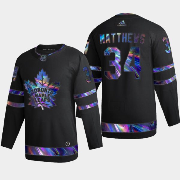Exquisite Toronto Maple Leafs #34 Auston Matthews Men's Nike Iridescent Holographic Collection NHL Jersey Black for a thrilling hockey event
