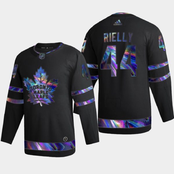Superb Toronto Maple Leafs #44 Morgan Rielly Men's Nike Iridescent Holographic Collection NHL Jersey Black to shine at the arena