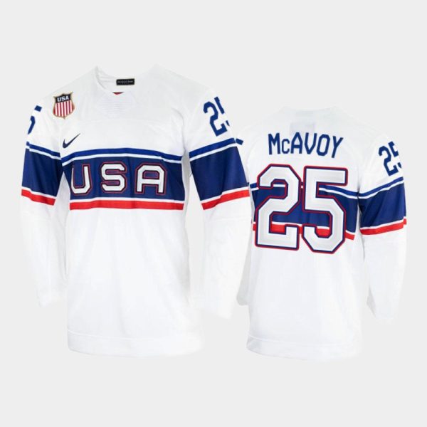 Magnificent U.S. Men's Hockey #25 Charlie McAvoy Nike Men's Beijing 2022 Winter Olympics Home Jersey White for a thrilling hockey event