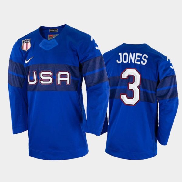Charming U.S. Men's Hockey #3 Seth Jones Nike Men's Beijing 2022 Winter Olympics Alternate Jersey Blue as a prized hockey collectible