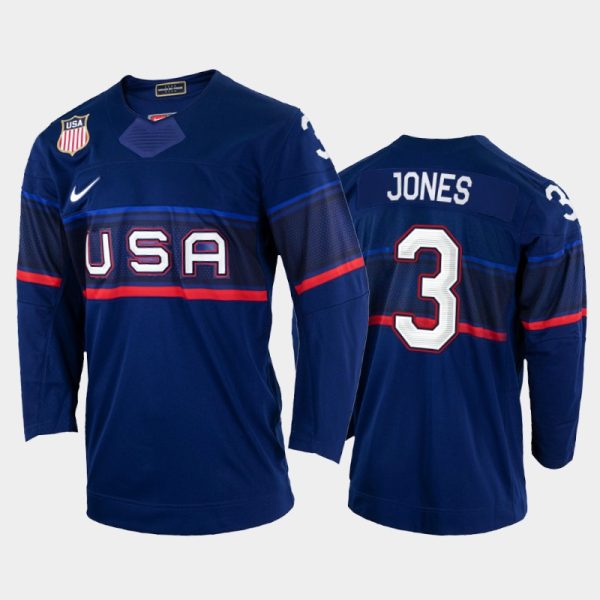 Magnificent U.S. Men's Hockey #3 Seth Jones Nike Men's Beijing 2022 Winter Olympics Away Jersey Navy for genuine hockey aficionados
