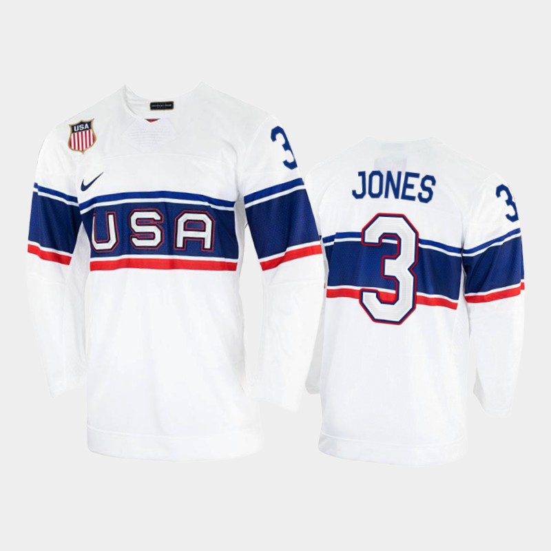 Captivating U.S. Men's Hockey #3 Seth Jones Nike Men's Beijing 2022 Winter Olympics Home Jersey White for a thrilling hockey event