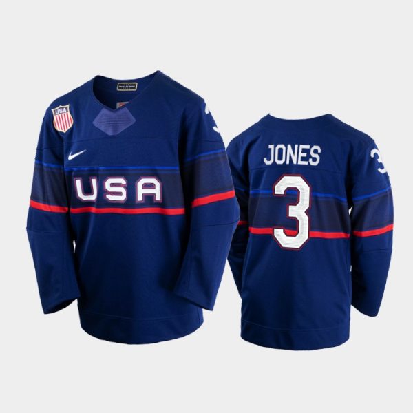 Charming U.S. Men's Hockey #3 Seth Jones Nike Youth Beijing 2022 Winter Olympics Away Jersey Navy as a prized hockey collectible