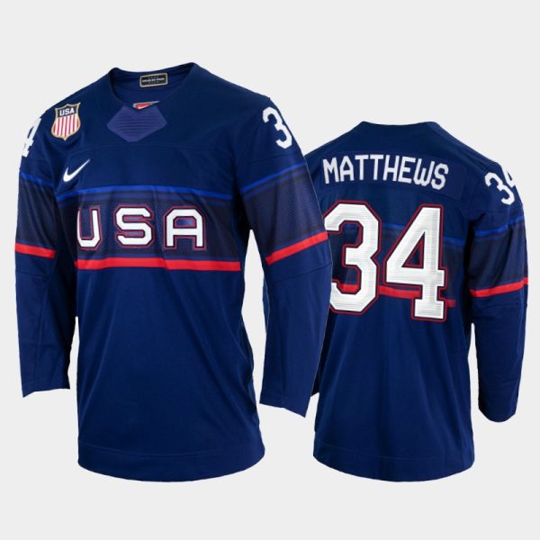 Charming U.S. Men's Hockey #34 Auston Matthews Nike Men's Beijing 2022 Winter Olympics Away Jersey Navy to back your beloved Sabres athletes