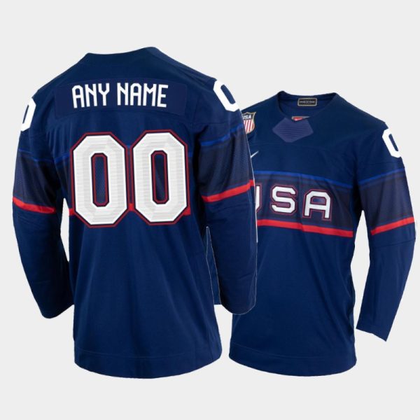 Glamorous U.S. Men's Hockey Custom Nike Men's Beijing 2022 Winter Olympics Away Jersey Navy to back your beloved Sabres athletes