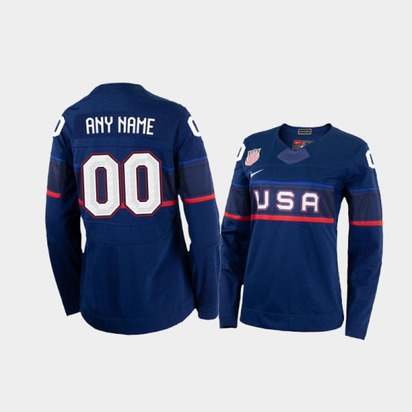Magnificent U.S. Men's Hockey Custom Nike Women's Beijing 2022 Winter Olympics Away Jersey Navy for a thrilling hockey event