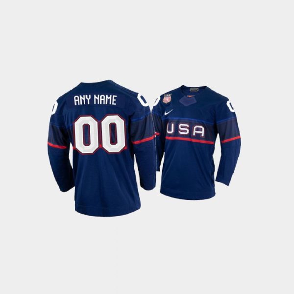 Stunning U.S. Men's Hockey Custom Nike Youth Beijing 2022 Winter Olympics Away Jersey Navy for dedicated Sabres supporters