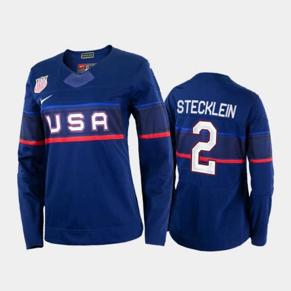 Stunning U.S. Women's Hockey #2 Lee Stecklein Nike Women's Beijing 2022 Winter Olympics Away Jersey Navy for dedicated Sabres supporters