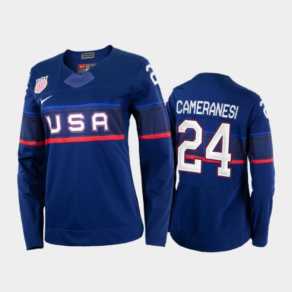 Elegant U.S. Women's Hockey #24 Dani Cameranesi Nike Women's Beijing 2022 Winter Olympics Away Jersey Navy for a thrilling hockey event