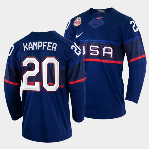 Superb USA Hockey #20 Steven Kampfer Men's 2022 Beijing Winter Olympic Away Jersey Navy for dedicated Sabres supporters