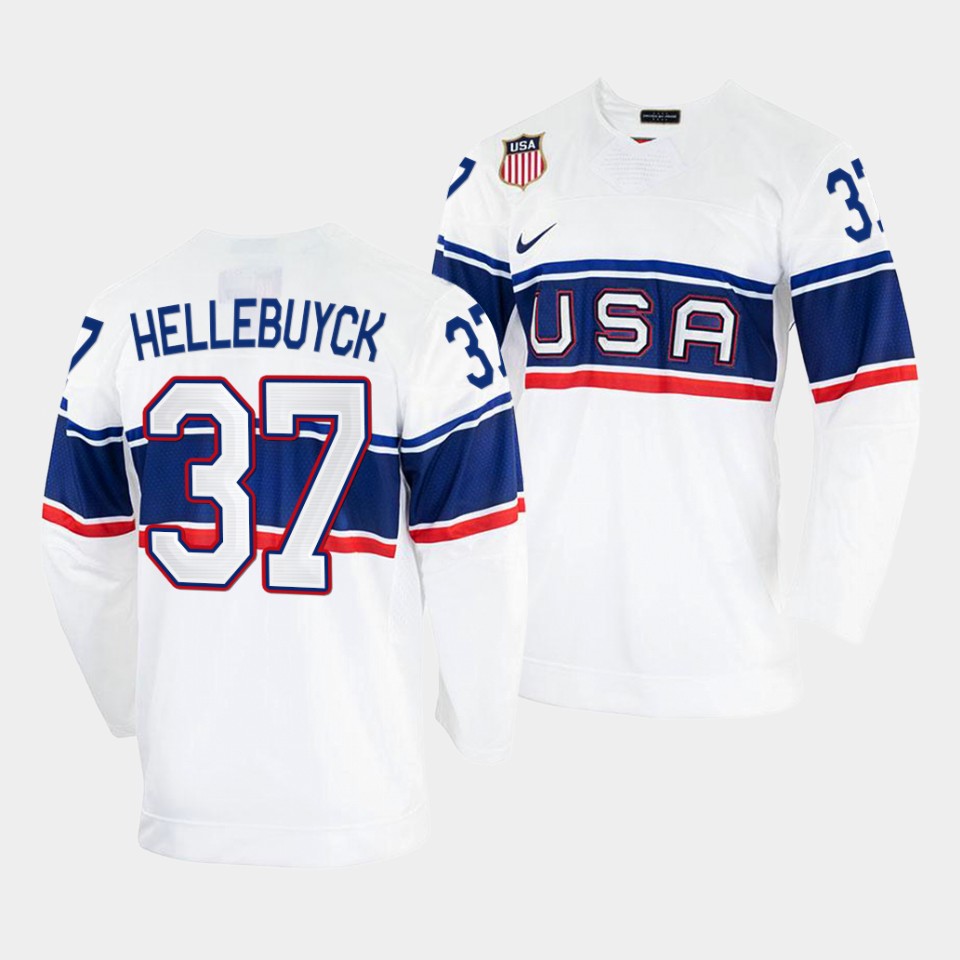 Magnificent USA Hockey #37 Nick Shore Men's 2022 Beijing Winter Olympic Home Jersey White to shine at the arena