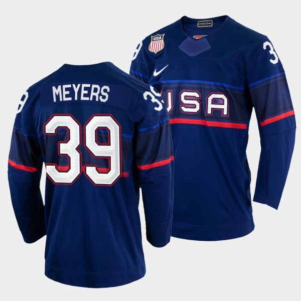 Exquisite USA Hockey #39 Ben Meyers Men's 2022 Beijing Winter Olympic Away Jersey Navy for dedicated Sabres supporters