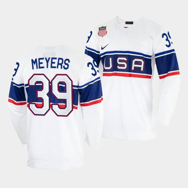 Stunning USA Hockey #39 Ben Meyers Men's 2022 Beijing Winter Olympic Home Jersey White for a memorable match day