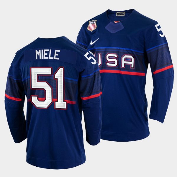 Magnificent USA Hockey #51 Andy Miele Men's 2022 Beijing Winter Olympic Away Jersey Navy as a prized hockey collectible