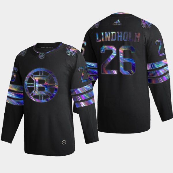 Glamorous Washington Bruins #26 Par Lindholm Men's Nike Iridescent Holographic Collection NHL Jersey Black to exhibit your team allegiance